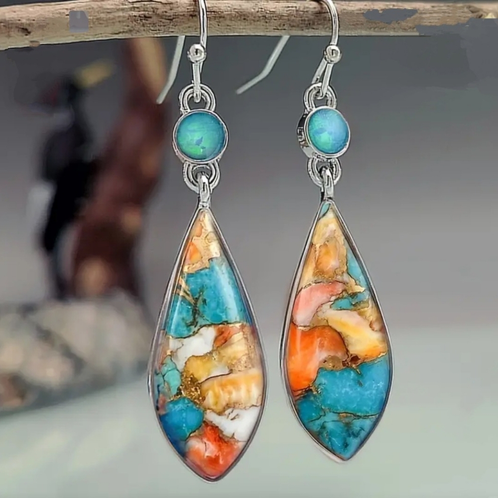NEW Silver Turquoise Dangle Earrings